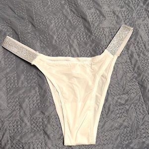 White panties silver glittery straps Medium